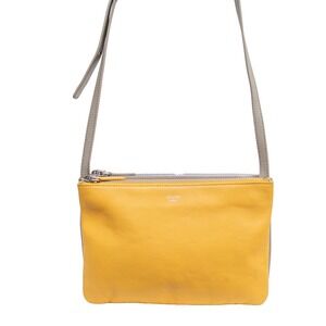 CELINE Trio Crossbody Bag Tri-Color Yellow White Taupe Leather Phoebe Philo